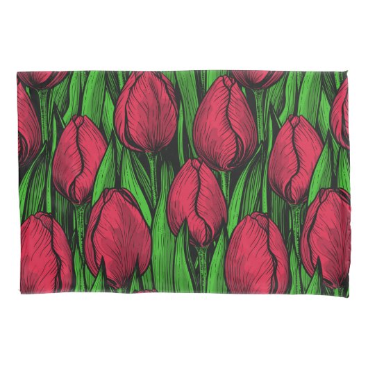 Rote Tulpen Kissenbezug (Vorderseite)