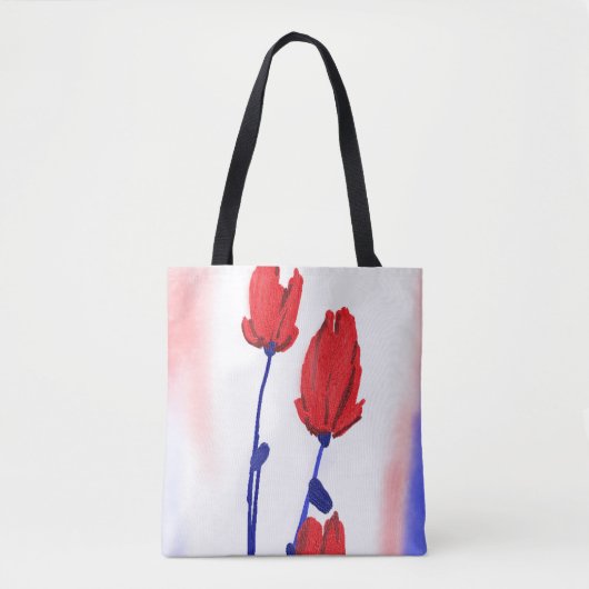 Rote Tulpen mit Blau Tasche (Vorderseite)