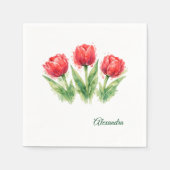 Rote Tulpen-Papierbecher Serviette (Vorderseite)