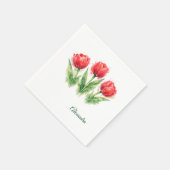 Rote Tulpen-Papierbecher Serviette (Ecke)
