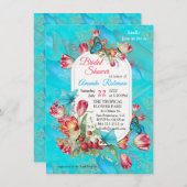 Rote Tulpen & Schmetterlinge besuchen. Einladung (Vorne/Hinten)