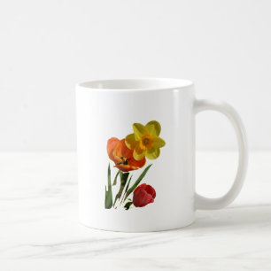 Rote Tulpen und gelbe Osterglockenblumen Kaffeetasse