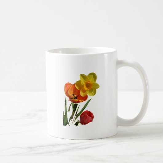 Rote Tulpen und gelbe Osterglockenblumen Kaffeetasse (Rechts)