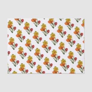 Rote Tulpen und gelbe Osterglockenblumen Seidenpapier