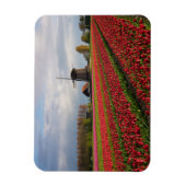 Rote Tulpen und Windmühle Magnet (Vertikal)