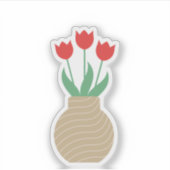 Rote Tulpen Vase Custom Cut Vinyl Stickers Aufkleber (Vorderseite)