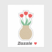 Rote Tulpen Vase Custom Cut Vinyl Stickers Aufkleber (Blatt)