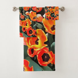 Rote Tulpen von Istanbul Badhandtuch Set