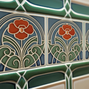 Rote Tulpen-Wanddekoration Art Nouveau Art Deco Fliese