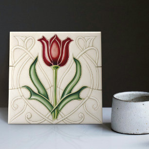 Rote Tulpen-Wanddekoration Art Nouveau Art Deco Gi Fliese