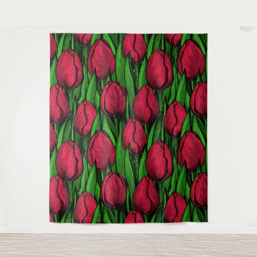 Rote Tulpen Wandteppich (Vorderseite)