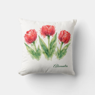 Rote Tulpen-Wurfkissen Kissen