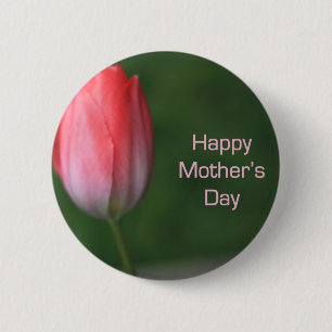 rote Tulpenblume, alles Gute zum Muttertag Button
