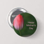 rote Tulpenblume, alles Gute zum Muttertag Button (Vorne & Hinten)