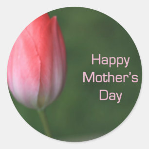 rote Tulpenblume, alles Gute zum Muttertag Runder Aufkleber