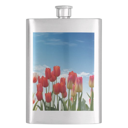 Rote Tulpenblumen-30247 Flachmann (Vorderseite)