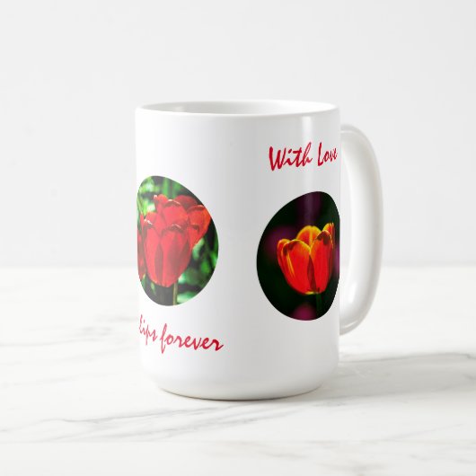 Rote Tulpenblumen Kaffeetasse (VorderseiteRechts)