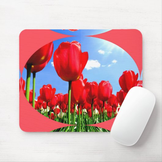 Rote Tulpenfreude Mousepad (Mit Mouse)