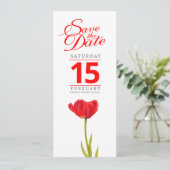 Rote Tulpenhochzeit Foto speichern das Datum Save The Date (Stehend Vorderseite)