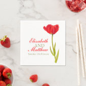 Rote Tulpenkunst zum Hochzeitsfeiern mit dem Namen Serviette (Beispiel)