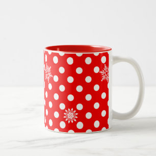 Rote Tupfen und Schneeflocken Muster Zweifarbige Tasse