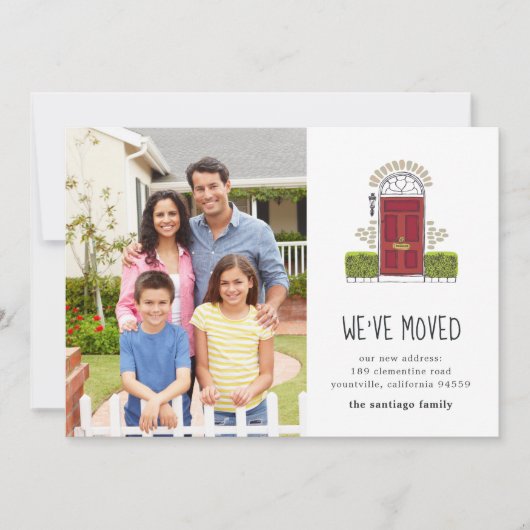 Rote Tür | Ankündigung zum Umschalten von Fotos (Vorderseite)