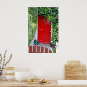 Rote Tür mit Stiefeln Poster (Küche)