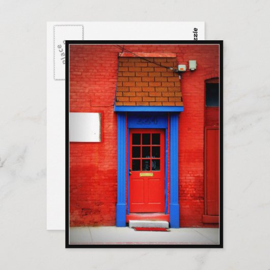 Rote Tür Postkarte (Vorne/Hinten)
