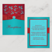 Rote, türkisfarbene, florale Empfang-Umschließkart Begleitkarte (Vorne/Hinten)