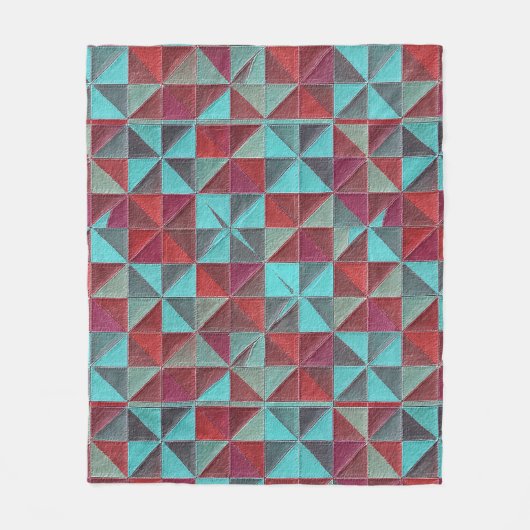 rote, türkisfarbene, violette und graue Steppdecke Fleecedecke (Vorderseite)