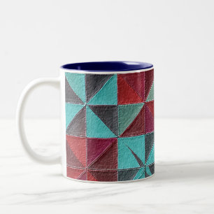 rote, türkisfarbene, violette und graue Steppdecke Zweifarbige Tasse