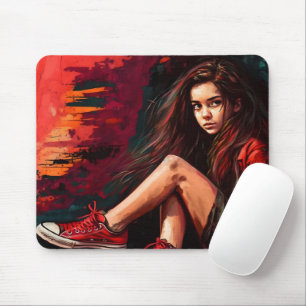 Rote Turnschuhe, kurze Hosen, Kind, Stil Mousepad