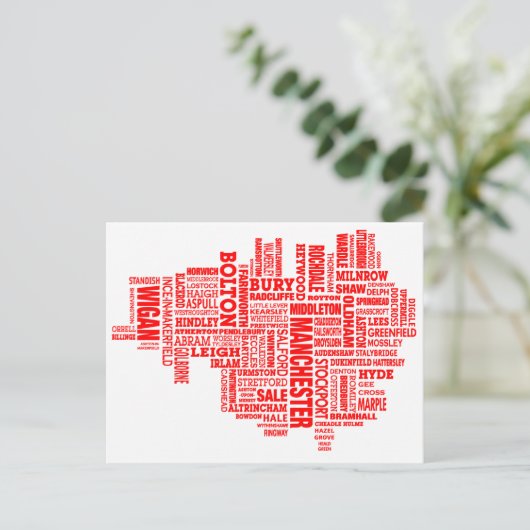 Rote Typkarte von Greater Manchester Postkarte (Stehend Vorderseite)