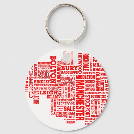 Rote Typkarte von Greater Manchester Schlüsselanhänger (Vorderseite)