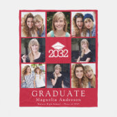 Rote Typografie Abschluss FotoCollage Fleecedecke (Vorderseite)