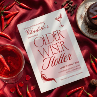 Rote Typografie Älter Weiser Heißer Geburtstag Einladung