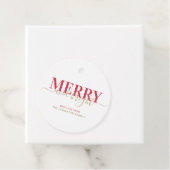 Rote Typografie froh und hell Weihnachten Geschenkanhänger (Beispiel)