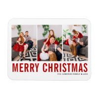 Rote Typografie Frohe Weihnachten Drei FotoCollage