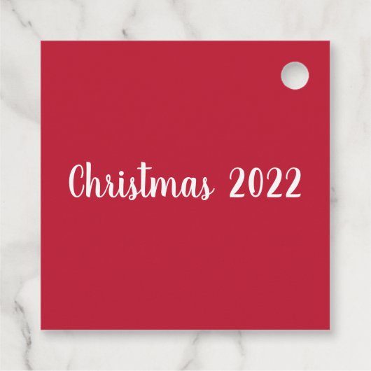 Rote Typografie Frohe Weihnachten von Mama Geschen Geschenkanhänger (Rückseite)