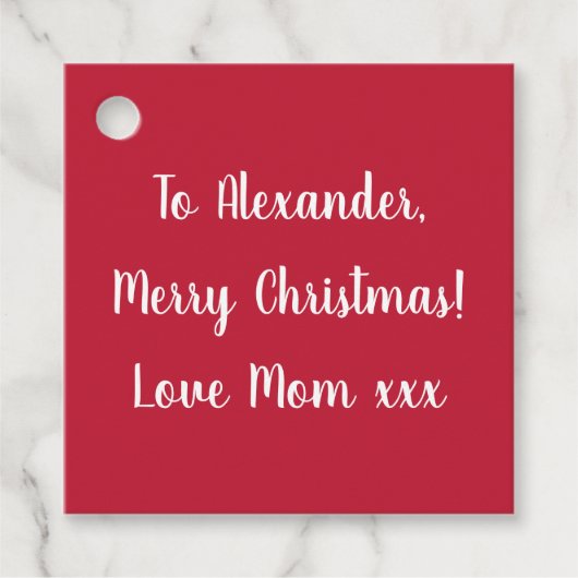 Rote Typografie Frohe Weihnachten von Mama Geschen Geschenkanhänger (Vorderseite)