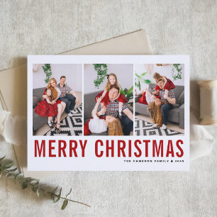 Rote Typografie Frohe Weihnachtsfotografie Collage Feiertagskarte