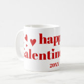 Rote Typografie Happy Galentines Day Kaffeetasse (Vorderseite Links)
