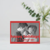 Rote Typografie Happy Holidays Foto Postkarte (Stehend Vorderseite)