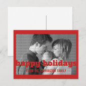 Rote Typografie Happy Holidays Foto Postkarte (Vorne/Hinten)