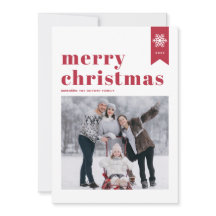 Rote Typografie Schneeflocken Frohe Weihnachts-Fot