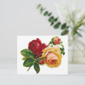 Rote u. gelbe Rosen Postkarte (Stehend Vorderseite)