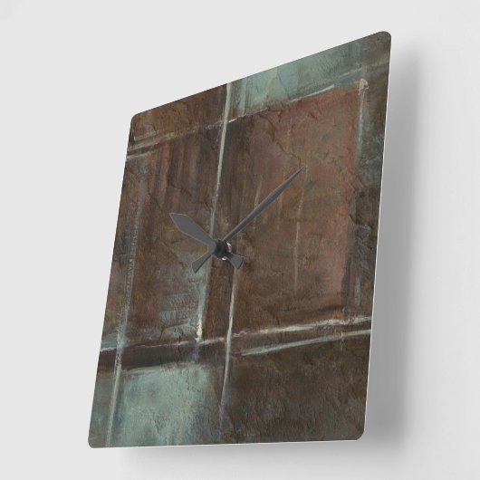 Rote u. graue Backsteinmauer Quadratische Wanduhr (Winkel)