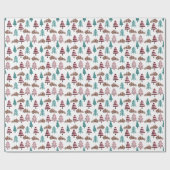 Rote u. grüne alte LKW-Weihnachtsbaum-Lieferung Geschenkpapier (Flach)