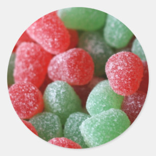 Rote u. grüne Gumdrops Runder Aufkleber