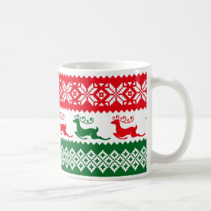 Rote u. grüne Weihnachtsstrickjacke, Kaffeetasse